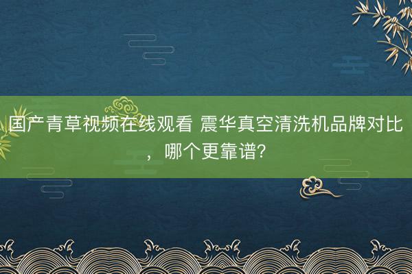 国产青草视频在线观看 震华真空清洗机品牌对比，哪个更靠谱？