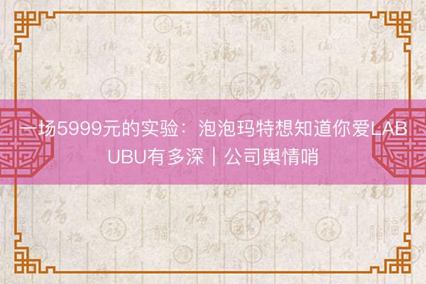 一场5999元的实验：泡泡玛特想知道你爱LABUBU有多深｜公司舆情哨