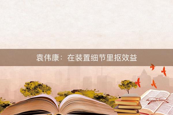 袁伟康：在装置细节里抠效益