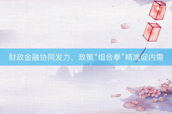 财政金融协同发力,政策“组合拳”精准促内需