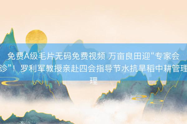 免费A级毛片无码免费视频 万亩良田迎“专家会诊”！罗利军教授亲赴四会指导节水抗旱稻中耕管理