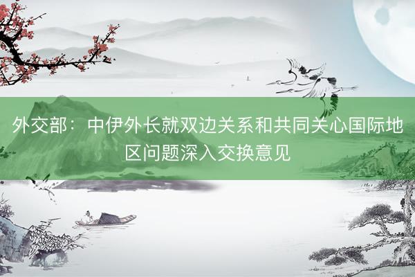 外交部：中伊外长就双边关系和共同关心国际地区问题深入交换意见