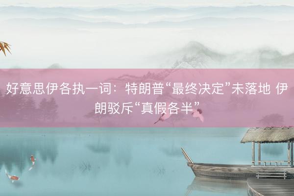 好意思伊各执一词：特朗普“最终决定”未落地 伊朗驳斥“真假各半”