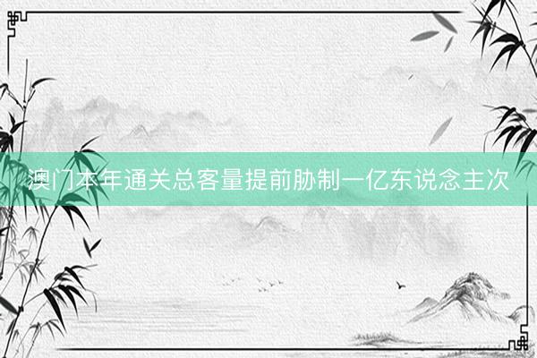 澳门本年通关总客量提前胁制一亿东说念主次