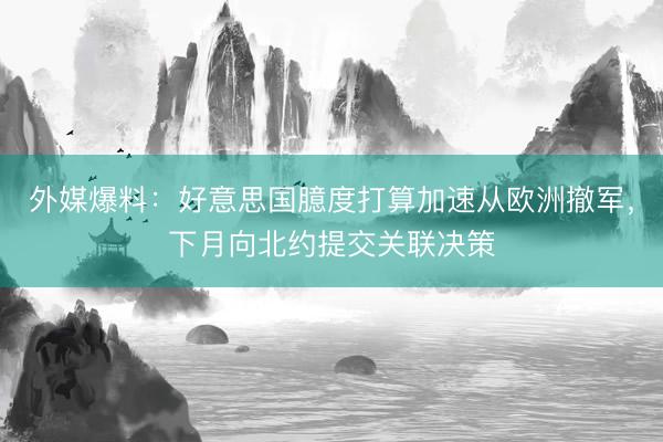 外媒爆料：好意思国臆度打算加速从欧洲撤军，下月向北约提交关联决策
