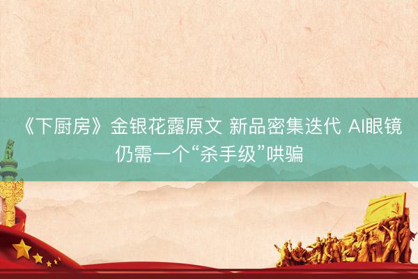 《下厨房》金银花露原文 新品密集迭代 AI眼镜仍需一个“杀手级”哄骗