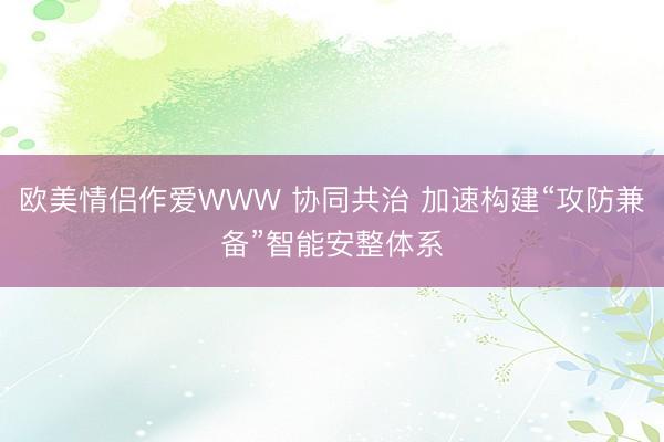 欧美情侣作爱WWW 协同共治 加速构建“攻防兼备”智能安整体系