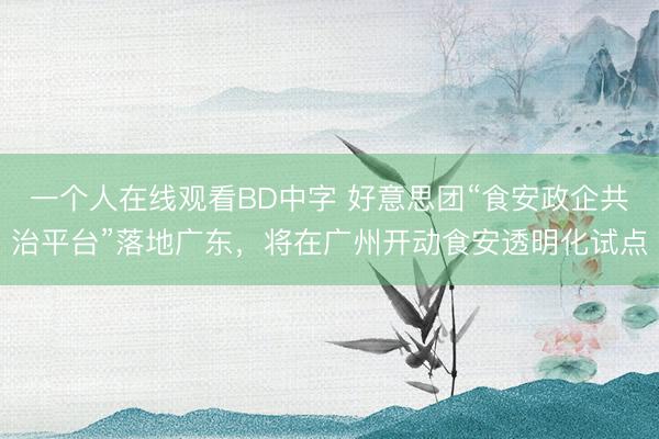 一个人在线观看BD中字 好意思团“食安政企共治平台”落地广东，将在广州开动食安透明化试点