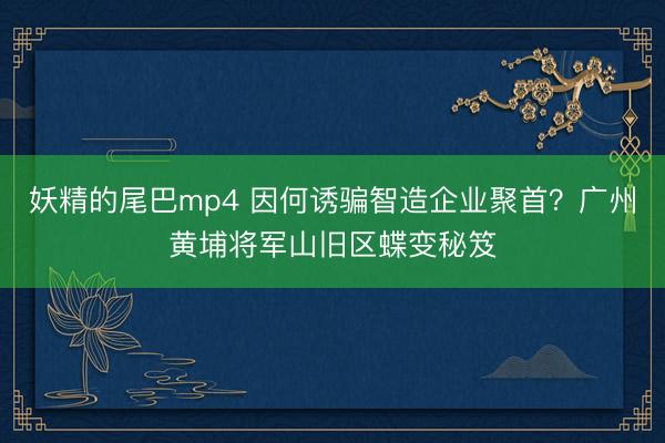 妖精的尾巴mp4 因何诱骗智造企业聚首？广州黄埔将军山旧区蝶变秘笈