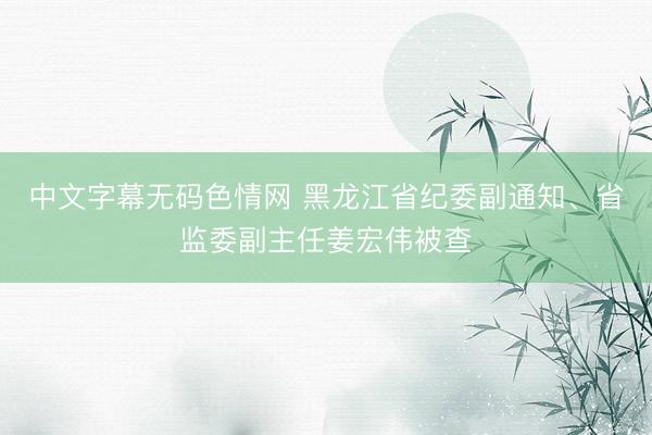 中文字幕无码色情网 黑龙江省纪委副通知、省监委副主任姜宏伟被查