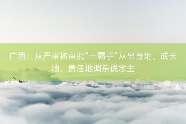 广西：从严审核审批“一霸手”从出身地、成长地、责任地调东说念主