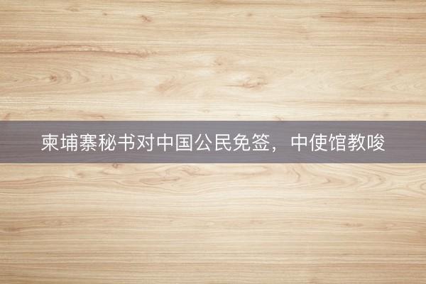 柬埔寨秘书对中国公民免签，中使馆教唆
